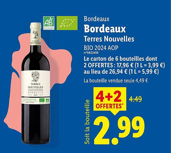 Bordeaux Terres Nouvelles BIO 2024 AOP