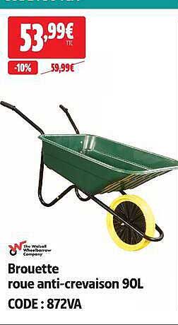 Brouette roue anti-crevaison 90L