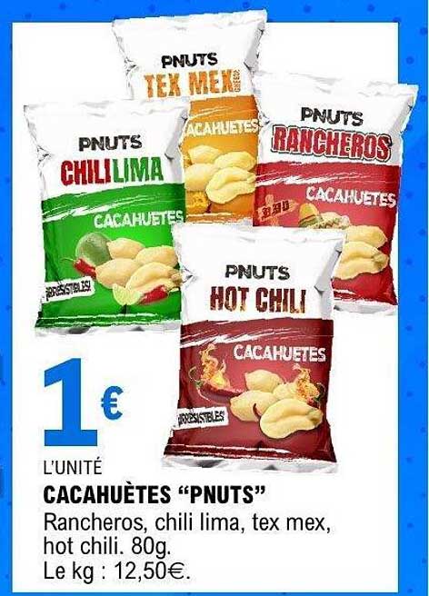 Cacahuètes “Pnuts” Rancheros, chili lima, tex mex, hot chili, 80g.