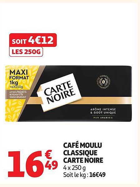 CAFÉ MOULU CLASSIQUE CARTE NOIRE 4 x 250 g