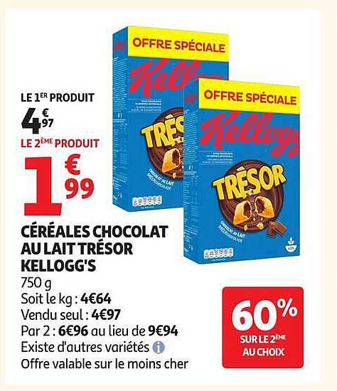 CÉRÉALES CHOCOLAT AU LAIT TRÉSOR KELLOGG'S
