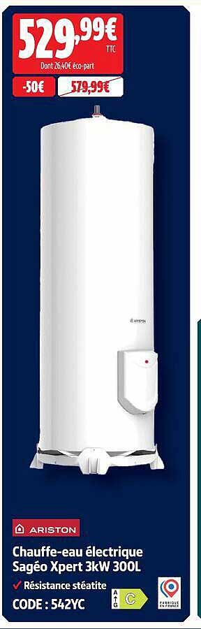 Chauffe-eau électrique Sagéo Xpert 3kW 300L