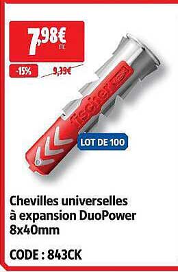 Chevilles universelles à expansion DuoPower 8x40mm