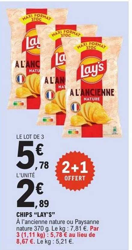 CHIPS “LAY’S” À L’ancienne nature ou Paysanne nature 370 g