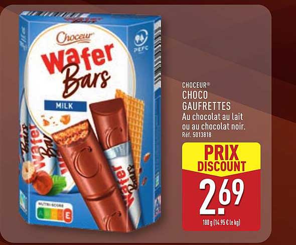 CHOCEUR CHOCO GAUFRETTES Au chocolat au lait ou au chocolat noir