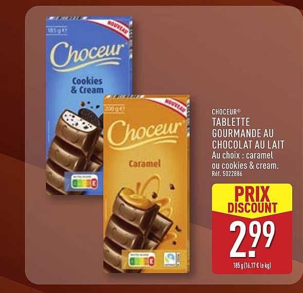 CHOCEUR® TABLETTE GOURMANDE AU CHOCOLAT AU LAIT