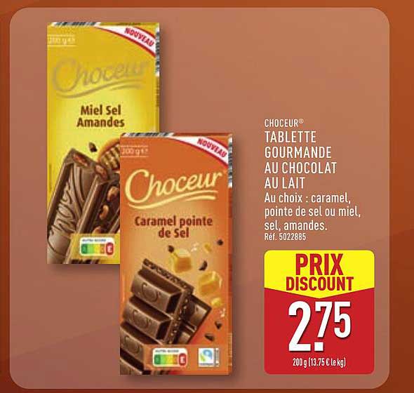 CHOCEUR® TABLETTE GOURMANDE AU CHOCOLAT AU LAIT