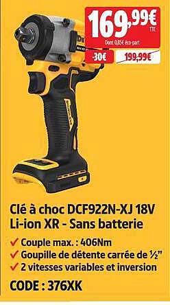 Clé à choc DCF922N-XJ 18V Li-ion XR - Sans batterie