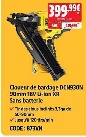 Cloueur de bardage DCN930N 90mm 18V Li-ion XR Sans batterie