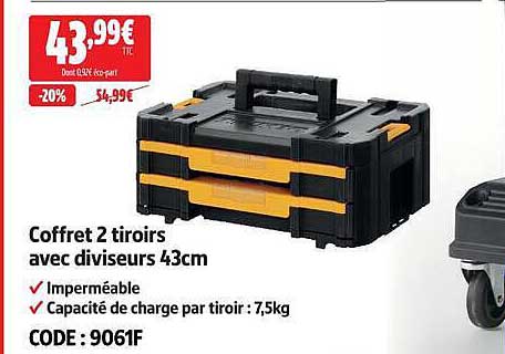 Coffret 2 tiroirs avec diviseurs 43cm