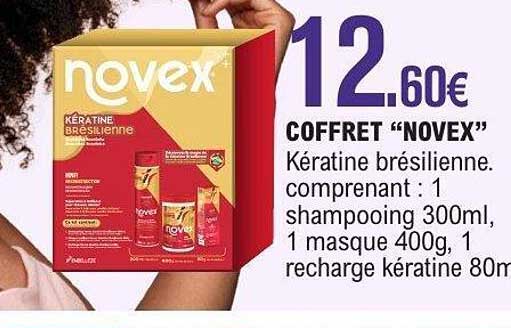 COFFRET “NOVEX” Kératine brésilienne. comprenant : 1 shampooing 300ml, 1 masque 400g, 1 recharge kératine 80m