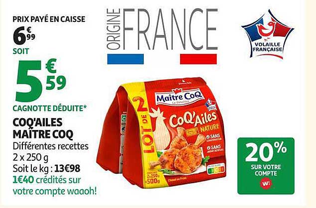 COQ’AILLES MAÎTRE COQ Différentes recettes 2 x 250 g