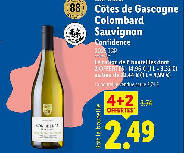 Côtes de Gascogne Colombard Sauvignon Confidence