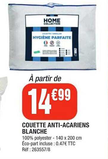 COUETTE ANTI-ACARIENS BLANCHE