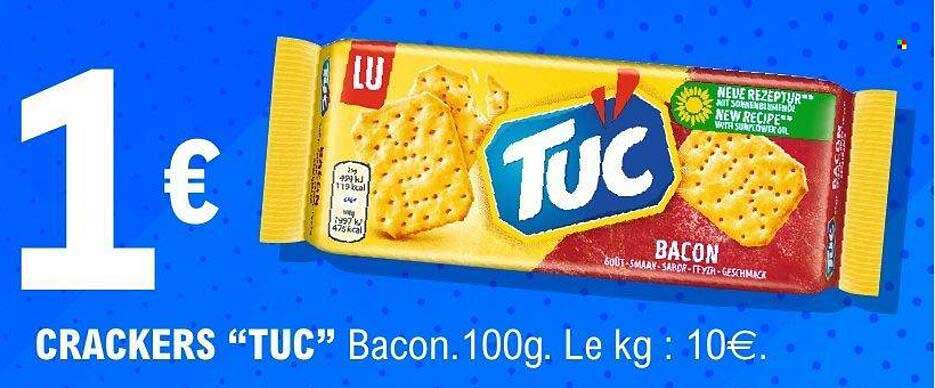 CRACKERS “TUC” Bacon.100g. Le kg : 10€.