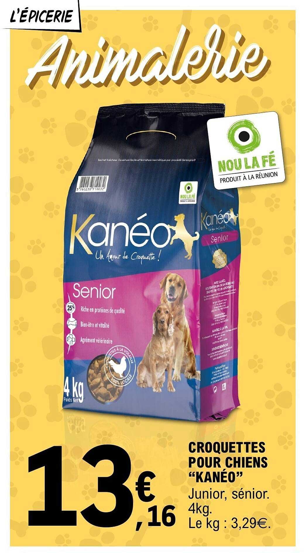 Croquettes pour chiens “KANÉO” Junior, sénior. 4kg.
