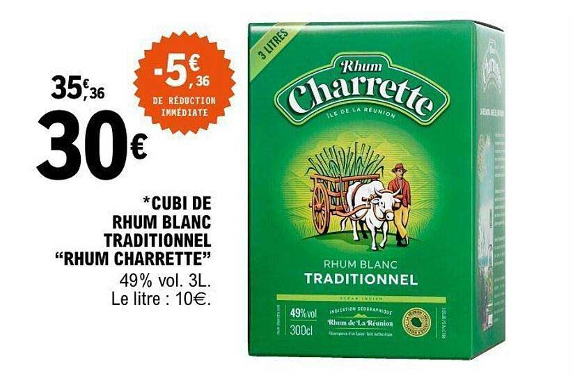 CUBI DE RHUM BLANC TRADITIONNEL “RHUM CHARRETTE”