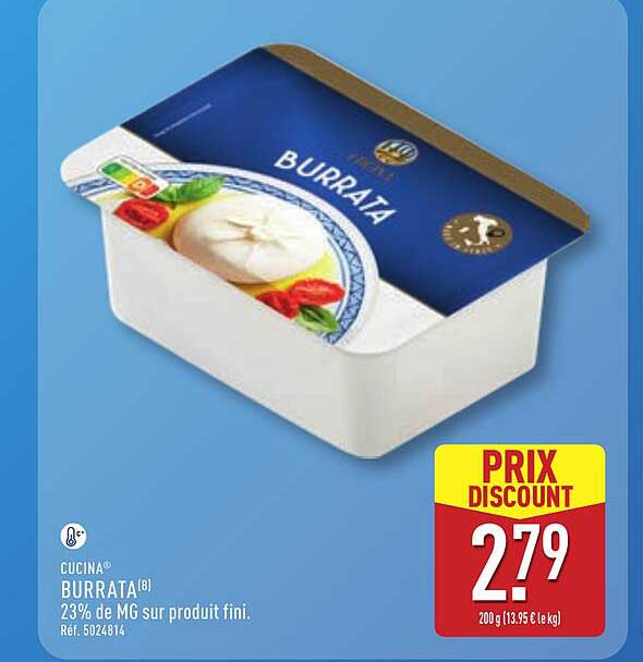CUCINA BURRATA 23% de MG sur produit fini.