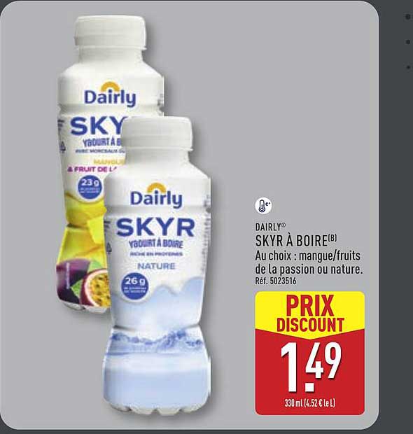 DAIRLY SKYR À BOIRE[B] Au choix : mangue/fruits de la passion ou nature.