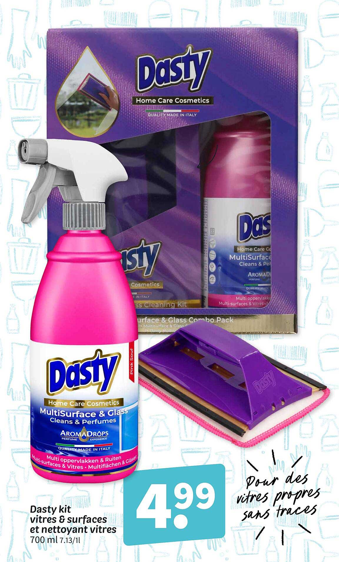 Dasty kit vitres & surfaces et nettoyant vitres