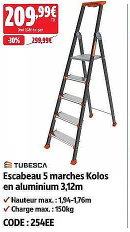 Escabeau 5 marches Kolos en aluminium 3,12m