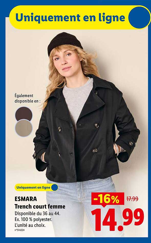 Esmara Trench court femme