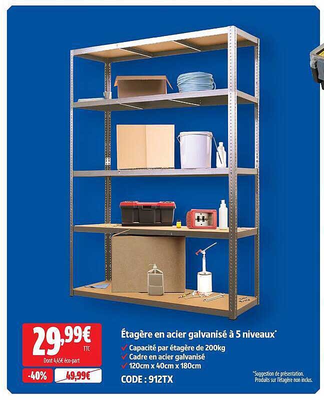 Étagère en acier galvanisé à 5 niveaux*