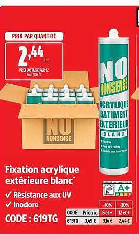 Fixation acrylique extérieure blanc