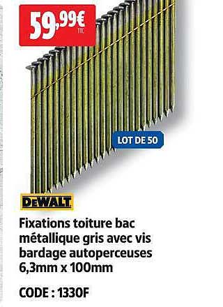 Fixations toiture bac métallique gris avec vis bardage autoperceuses 6,3mm x 100mm