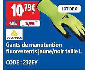 Gants de manutention fluorescents jaune/noir taille L