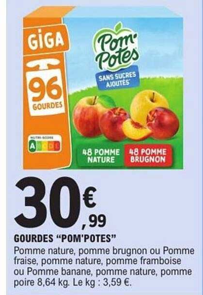 GIGA 96 GOURDES POM'POTES SANS SUCRES AJOUTÉS