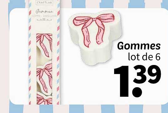 Gommes lot de 6