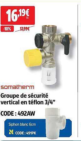Groupe de sécurité vertical en téflon 3/4"