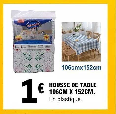 Housse de table 106cm x 152cm. En plastique.