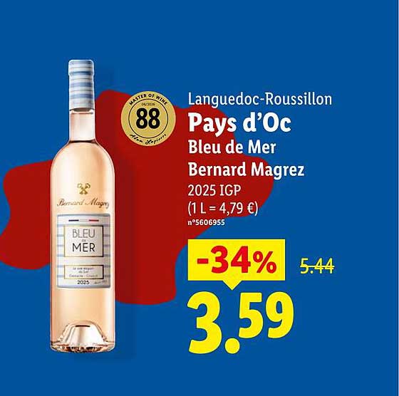 Languedoc-Roussillon Pays d’Oc Bleu de Mer Bernard Magrez 2025 IGP