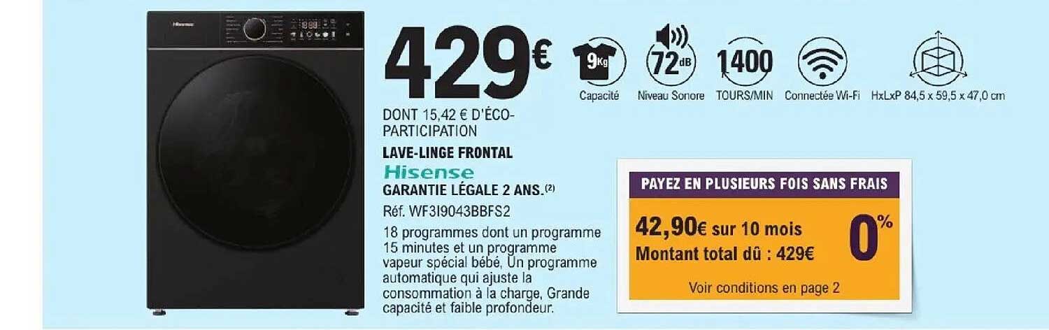 LAVE-LINGE FRONTAL Hisense