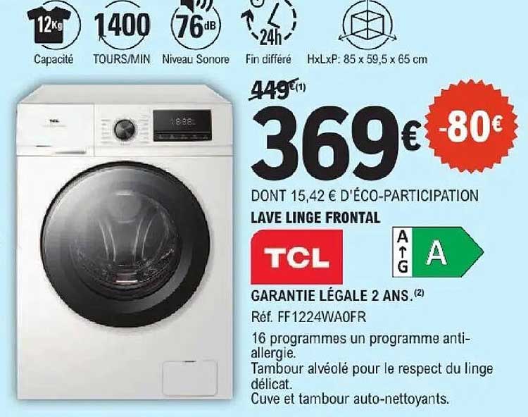 LAVE LINGE FRONTAL TCL
