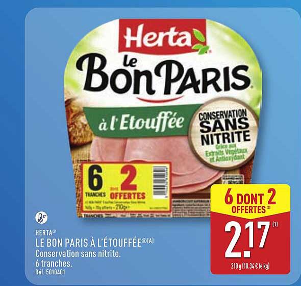 LE BON PARIS À L'ÉTOUFFÉE Conservation sans nitrite. 6 tranches.