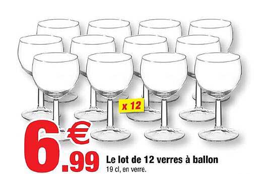 Le lot de 12 verres à ballon