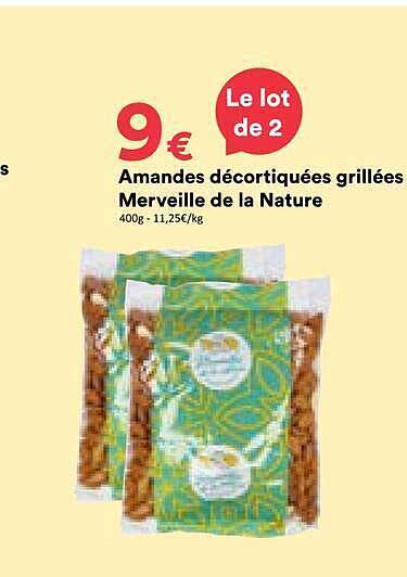 Le lot de 2 Amandes décortiquées grillées Merveille de la Nature