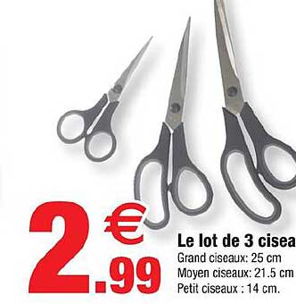 Le lot de 3 ciseaux