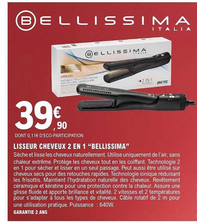 LISSEUR CHEVEUX 2 EN 1 “BELLISSIMA”