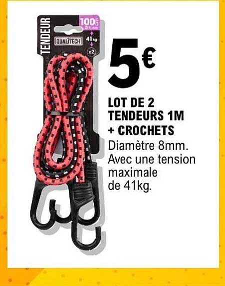 LOT DE 2 TENDEURS 1M + CROCHETS
