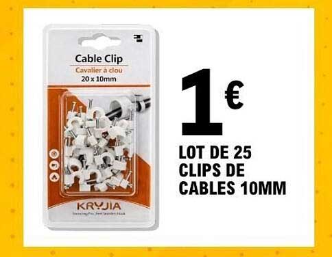 LOT DE 25 CLIPS DE CABLES 10MM