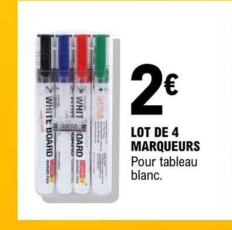 LOT DE 4 MARQUEURS Pour tableau blanc.