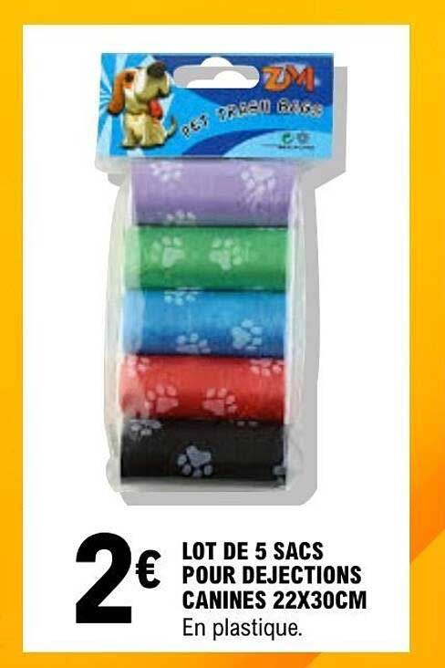 LOT DE 5 SACS POUR DEJECTIONS CANINES 22X30CM