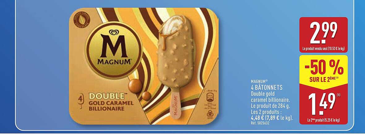 MAGNUM® 4 BÂTONNETS Double gold caramel billionnaire.