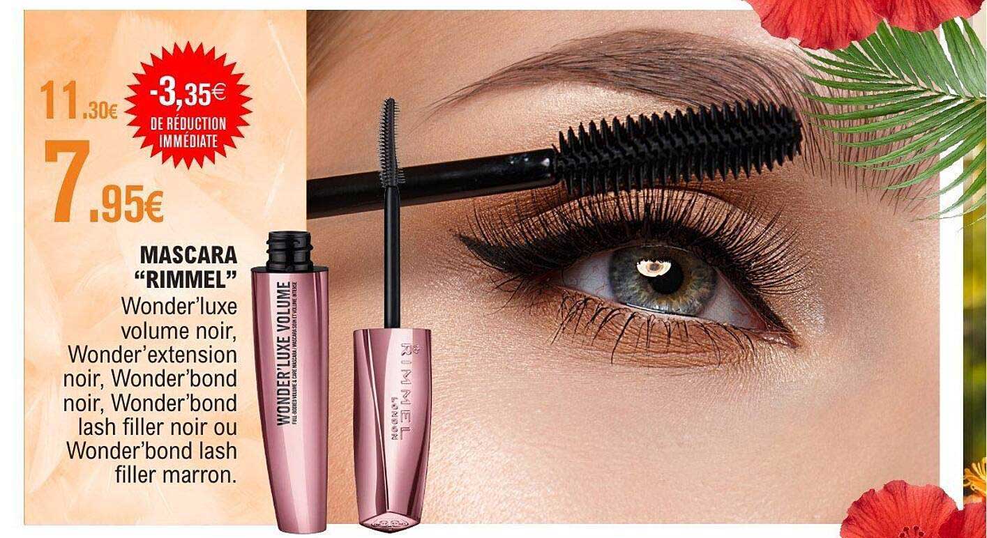 MASCARA “RIMMEL” Wonder’luxe volume noir, Wonder’extension noir, Wonder’bond noir, Wonder’bond lash filler noir ou Wonder’bond lash filler marron.