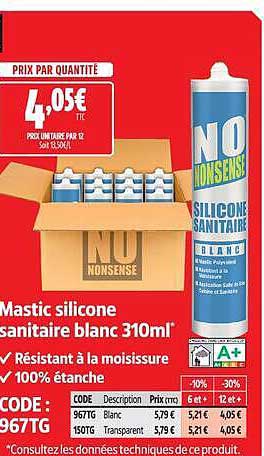Mastic silicone sanitaire blanc 310ml