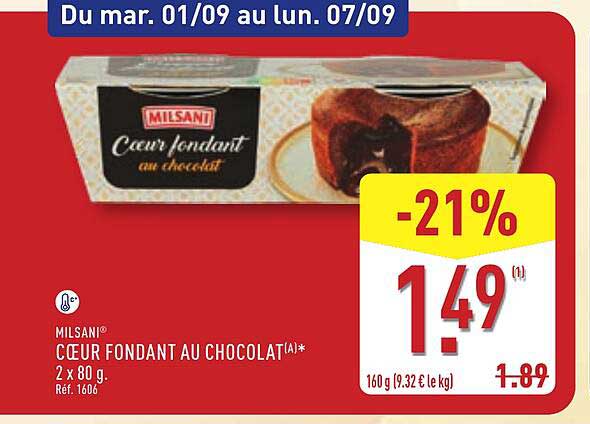 MILSANI® CŒUR FONDANT AU CHOCOLAT(A)* 2 x 80 g. Réf. 1606